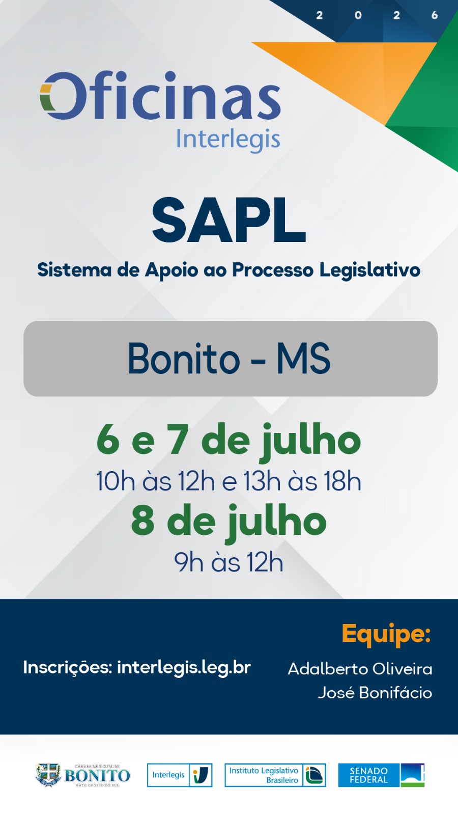 Câmara Municipal participará de Oficinas do SAPL e Portal Modelo promovidas pelo Interlegis