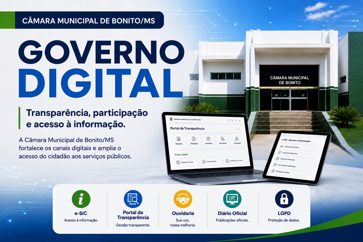 Câmara Municipal de Bonito/MS avança na implementação do Governo Digital e fortalece canais de atendimento ao cidadão